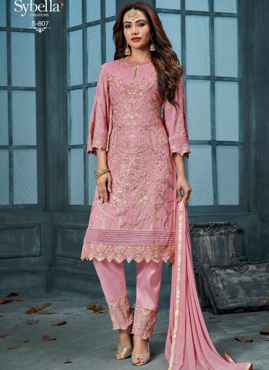 Pink Georgette Straight Cut Suit For Wedding Ceremony Royal Bliss 807 By Sybella Creations SC/014251