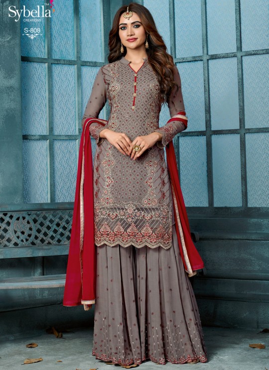 Grey Georgette Palazzo Suit For Wedding Ceremony Royal Bliss 808 Set By Sybella Creations SC/014253 Grey Georgette Palazzo Suit For Wedding Ceremony Royal Bliss 808 Set By Sybella Creations SC/014253