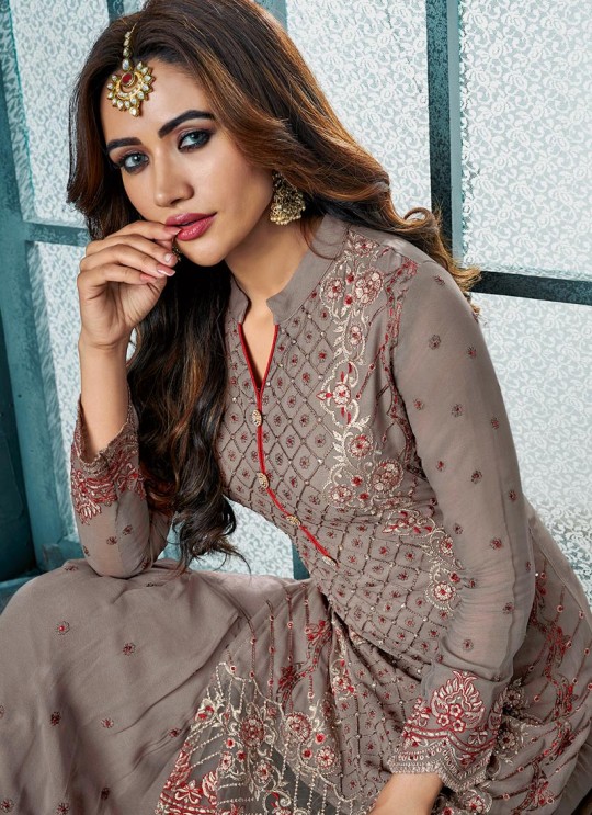 Grey Georgette Palazzo Suit For Wedding Ceremony Royal Bliss 808 Set By Sybella Creations SC/014253 Grey Georgette Palazzo Suit For Wedding Ceremony Royal Bliss 808 Set By Sybella Creations SC/014253