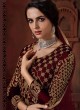 Fashion Focus Crystaline By Sybella 1003 Wine Velvet Wedding Lehenga Dress