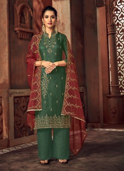 Rihana By Sybella 3101 Green Silk Ceremony Palazzo Suit