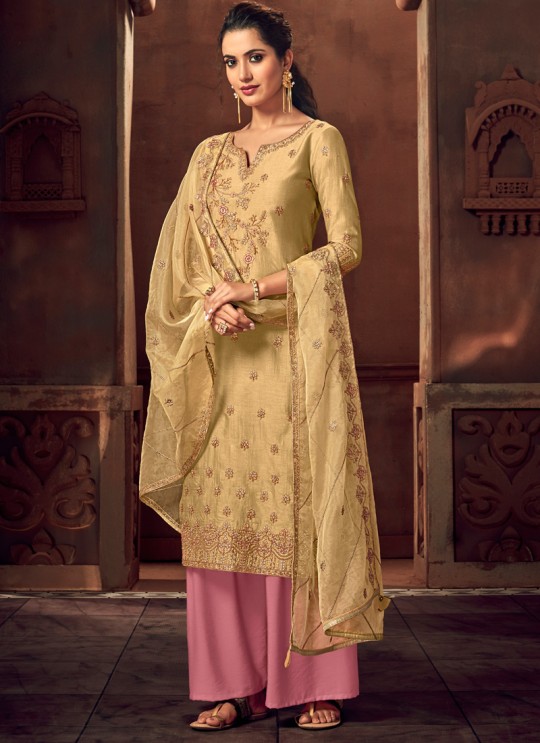 Rihana By Sybella 3102 Gold Silk Ceremony Palazzo Suit