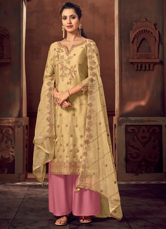 Rihana By Sybella 3102 Gold Silk Ceremony Palazzo Suit