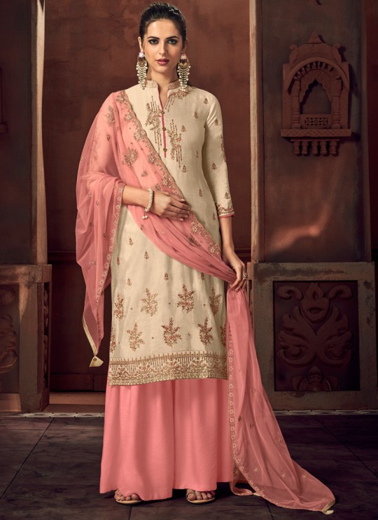 Rihana By Sybella 3104 Cream Silk Ceremony Palazzo Suit