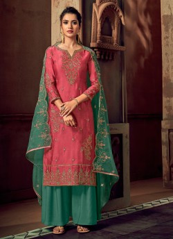 Rihana By Sybella 3106 Pink Silk Ceremony Palazzo Suit