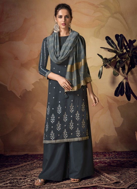 Siphora By Sybella 2102 Grey Banarsi Viscose Palazzo Suit SC-017249