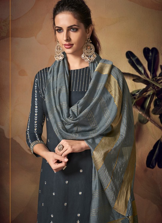 Siphora By Sybella 2102 Grey Banarsi Viscose Palazzo Suit SC-017249