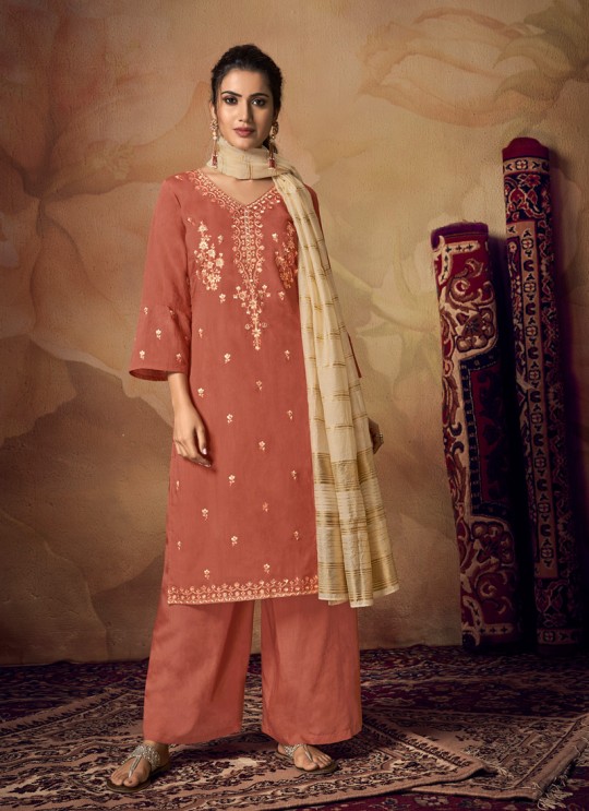 Siphora By Sybella 2105 Brown Banarsi Viscose Palazzo Suit SC-017252 Siphora By Sybella 2105 Brown Banarsi Viscose Palazzo Suit SC-017252