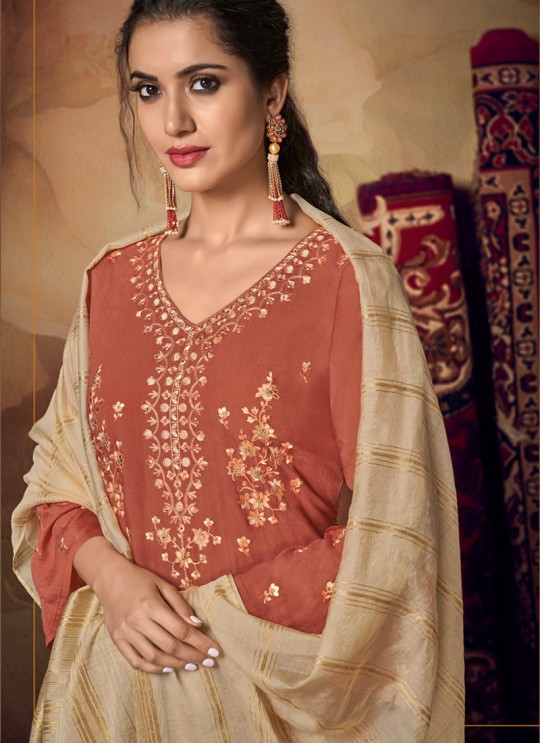 Siphora By Sybella 2105 Brown Banarsi Viscose Palazzo Suit SC-017252