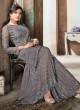 Grey Net Palazzo Suit For Wedding Reception La Royal 607 By Sybella Creations SC/012981