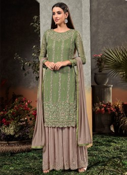 Green Party Wear Palazzo Suit Rahnuma 1103 By Sybella Creations SC/016446