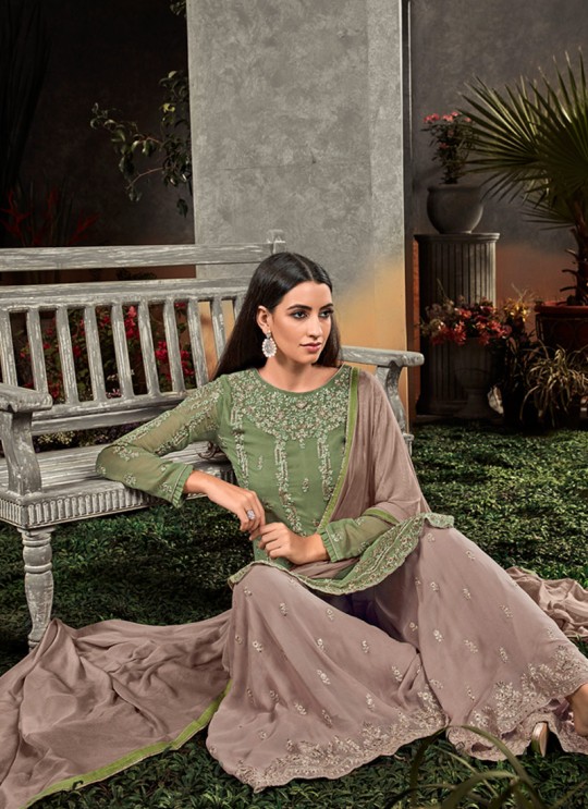Green Georgette  Palazzo Suit Rahnuma 1103 Set By Sybella Creations SC/016452
