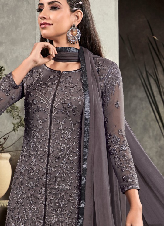 Grey Georgette  Straight Suit Rahnuma 1108 Set By Sybella Creations SC/016452