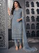 Glamorous Net Designer Straight Cut Suit For Ceremony In Grey Color