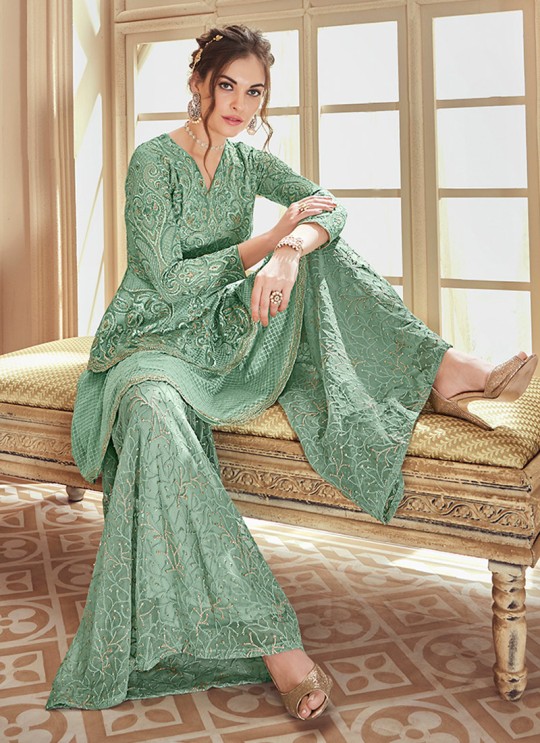 Green Net Embroidered Wedding Wear Skirt Kameez The Roal Shades 904 Set By Sybella Creation SC/015120
