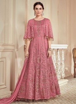 Pink Net Embroidered Wedding Wear Floor Length Anarkali The Roal Shades 907 By Sybella Creation SC/015118