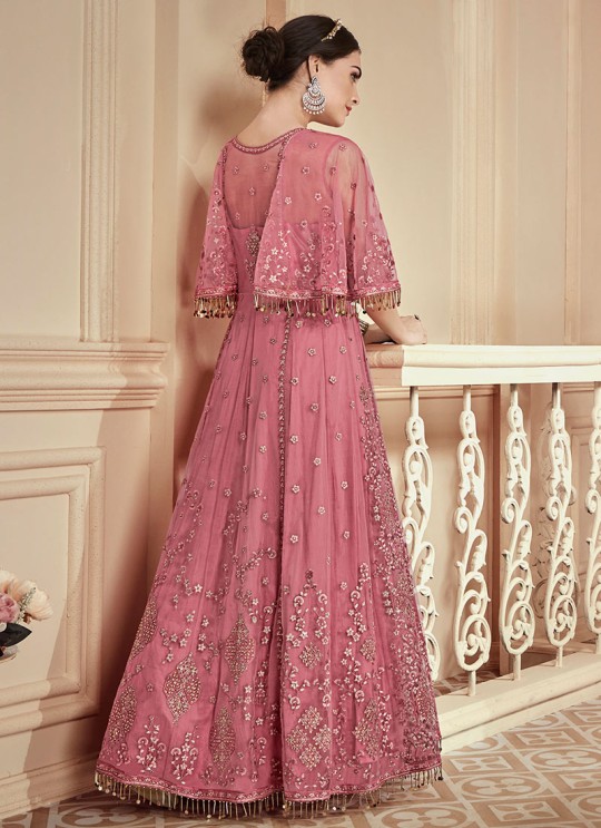 Pink Net Embroidered Wedding Wear Floor Length Anarkali The Roal Shades 907 By Sybella Creation SC/015118