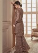 Brown Net Embroidered Wedding Wear Palazzo Suit The Roal Shades 908 By Sybella Creation SC/015119 Brown Net Embroidered Wedding Wear Palazzo Suit The Roal Shades 908 By Sybella Creation SC/015119