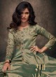 Green Satin Silk Contemporary Ready Made Gown 1204 By Vardan