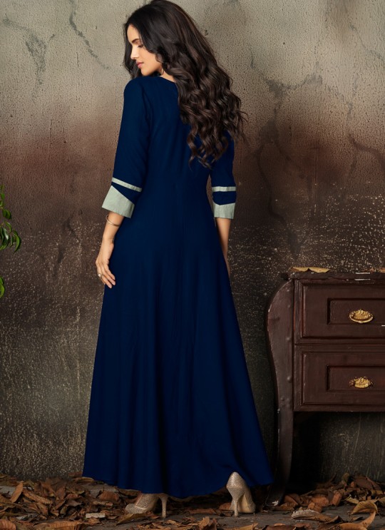 Blue Rayon Office Wear Designer Kurti 6016 By Vardan