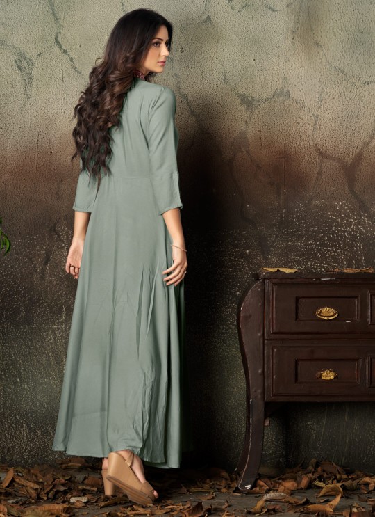 Grey Rayon Office Wear Designer Kurti 6017 By Vardan Grey Rayon Office Wear Designer Kurti 6017 By Vardan
