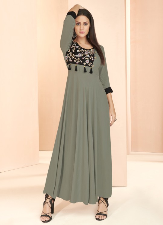 Grey Rayon Party Wear Designer Kurti 6027 By Vardan Grey Rayon Party Wear Designer Kurti 6027 By Vardan