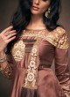 Brown Satin Silk Contemporary Ready Made Gown 1203 By Vardan
