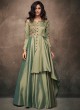 Green Satin Silk Contemporary Ready Made Gown 1204 By Vardan