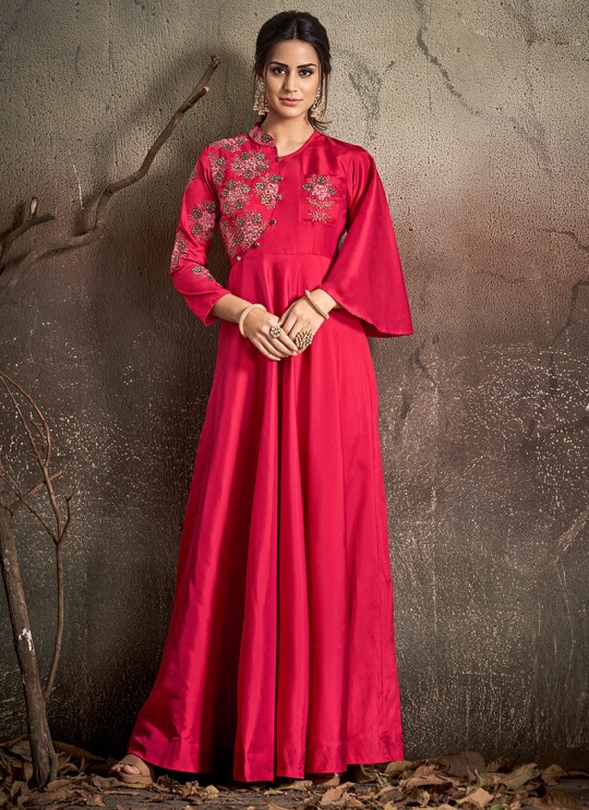 Pink Tapeta Silk Evening Ready Made Three Piece Gown 1401 By Vardan