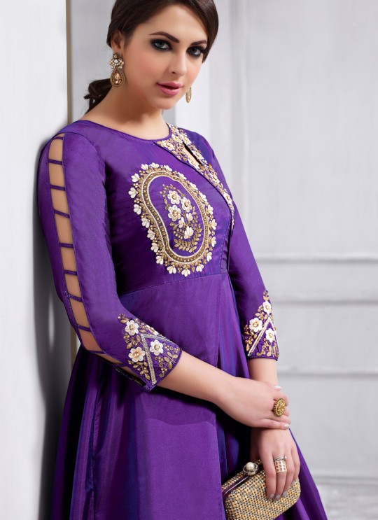 Tapeta Silk Party Wear Ready Made Anarkali Suit in Purple 158A By Vardan Tapeta Silk Party Wear Ready Made Anarkali Suit in Purple 158A By Vardan