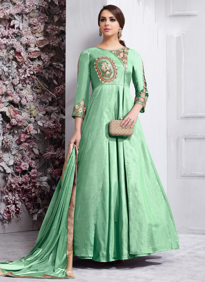 Navya Vol 6 By Vardan: Green Tapeta Silk Party Wear Ready Made Anarkali ...
