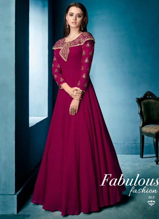 Hot Pink Faux Georgette Party Wear Gown Style Anarkali 165 By Vardan Hot Pink Faux Georgette Party Wear Gown Style Anarkali 165 By Vardan