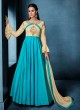 Turquoise Tapeta Silk Party Wear Ready Made Gown 176 By Vardan