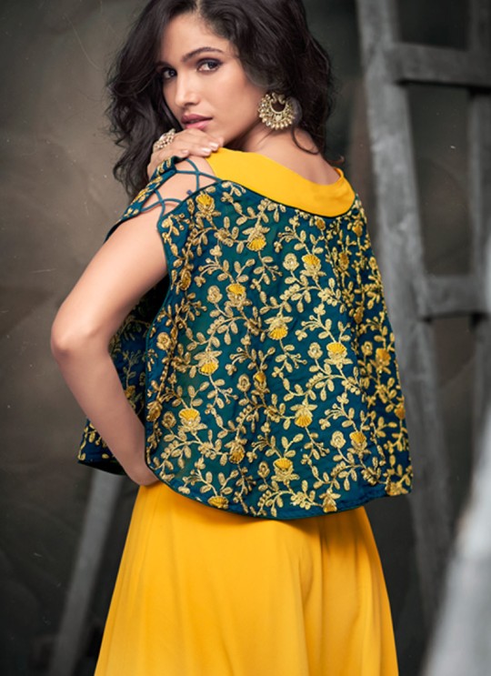 Yellow Tapeta Silk Evening Ready Made Gown 182 By Vardan