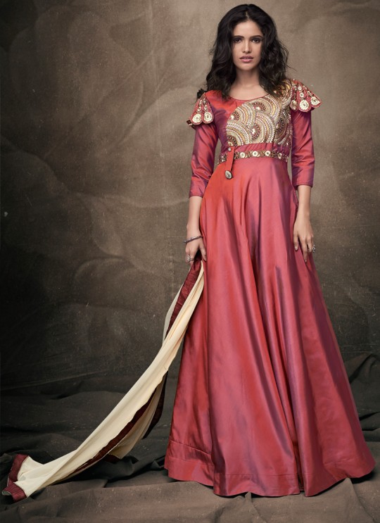 Brown Tapeta Silk Evening Ready Made Gown 184 By Vardan Brown Tapeta Silk Evening Ready Made Gown 184 By Vardan