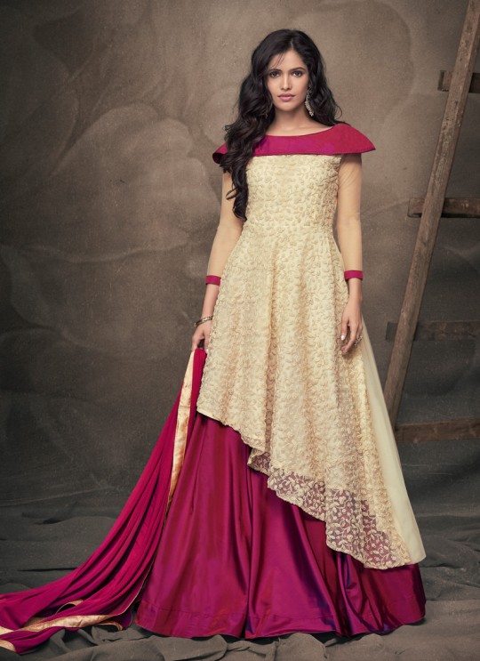 Cream Tapeta Silk Party Wear Ready Made Skirt Kameez 186 By Vardan Cream Tapeta Silk Party Wear Ready Made Skirt Kameez 186 By Vardan