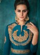 Teal Blue Festival Wear Designer Gown Rozi Gold Vol 1 By Vardan 51012B