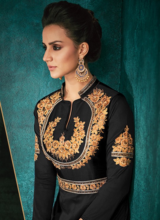 Black Festival Wear Designer Gown Rozi Gold Vol 1 By Vardan 51012E