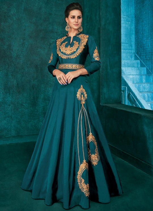 Rozi Platinum Vol 1 By Vardan 51012H Teal Blue Designer Gown Rozi Platinum Vol 1 By Vardan 51012H Teal Blue Designer Gown