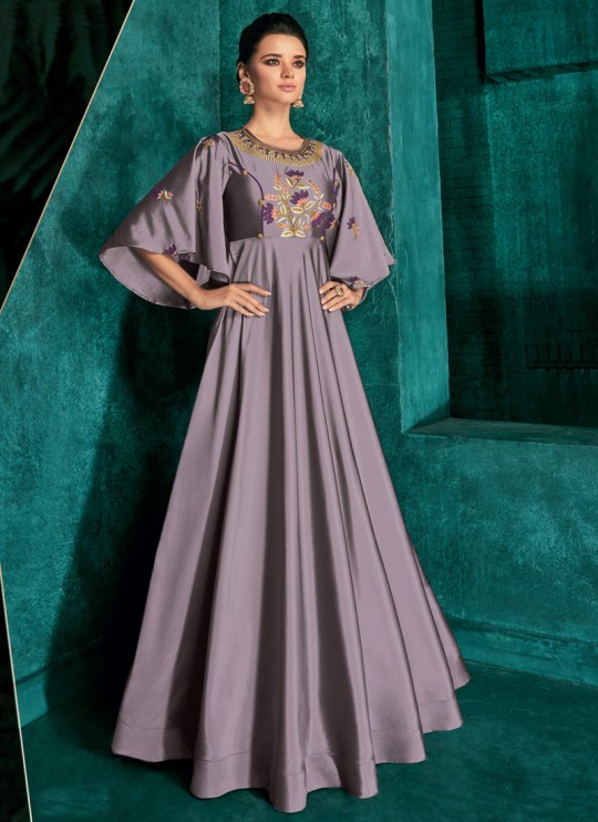 Triva Silk Grey Ceremony Designer Gown Rozi Vol 1 By Vardan 51015