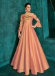 Rozi Diamond Vol 1 By Vardan 51018I Peach Party Wear Triva Silk Designer Gown