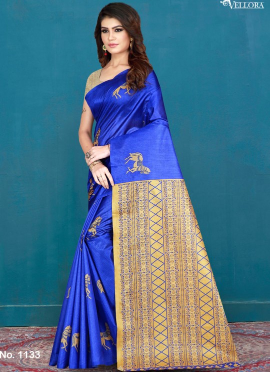 Blue Art Silk Printed Festival Wear Designer Saree Vellora Saree Vol 2 1133 By Vellora