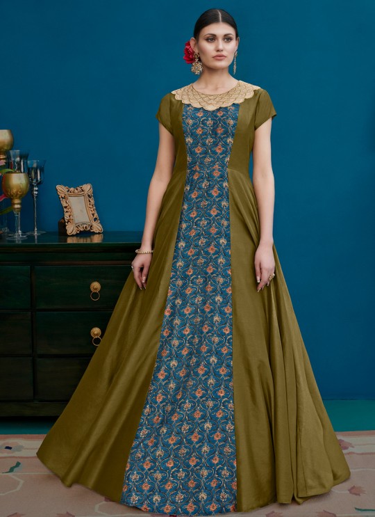 Multicolor Blue Silk Party Wear Gown Style Anarkali Alicia 10125 By Vipul Fashions Multicolor Blue Silk Party Wear Gown Style Anarkali Alicia 10125 By Vipul Fashions