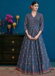 Blue Silk Party Wear Gown Style Anarkali Alicia 10129 By Vipul Fashions