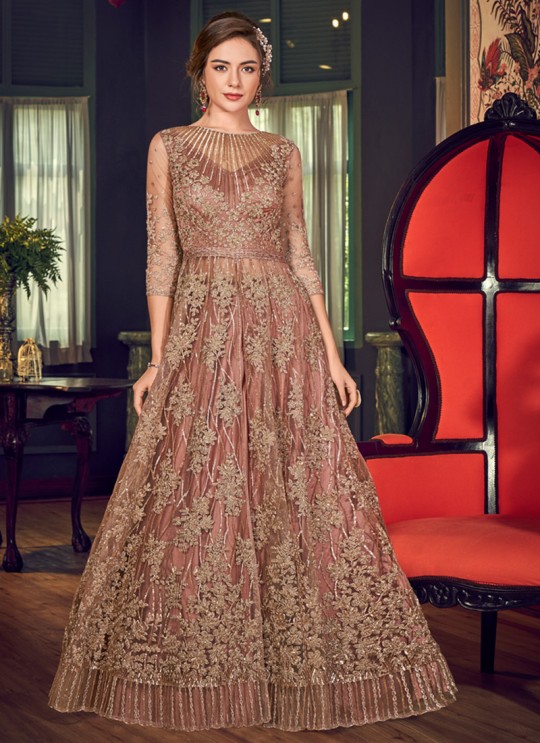 Brown Net Floor Length Anarkali Julia 4552 By Vipul Fashions SC/016779