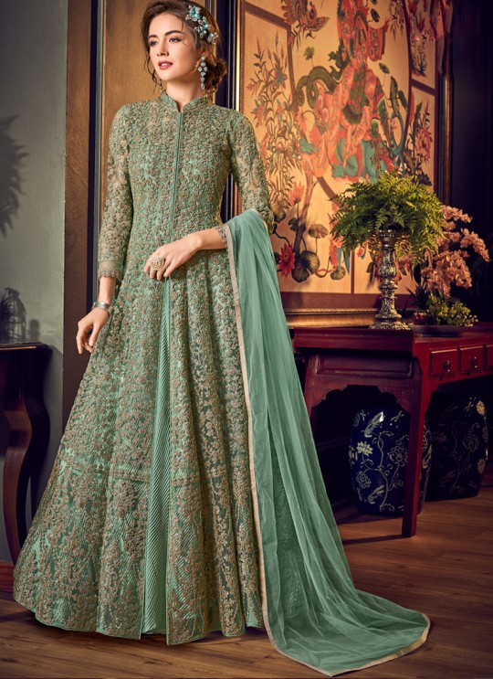 Green Net Floor Length Anarkali Julia 4554 By Vipul Fashions SC/016781