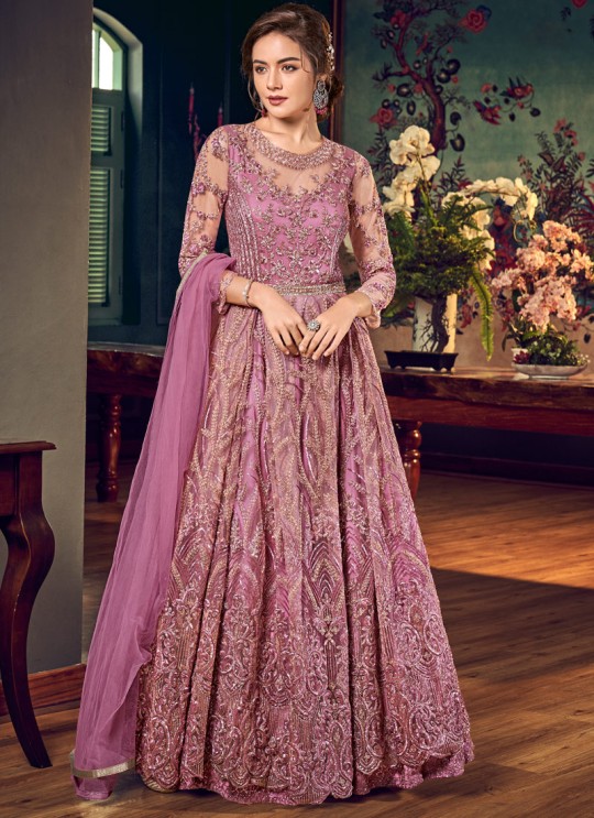 Mauve Net Floor Length Anarkali Julia 4558 By Vipul Fashions SC/016785