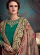 Green Satin Georgette Party Wear Straight Cut Suit Sawrovski  4547 By Vipul Fashions