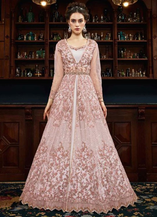 Pastel Pink Net Floor Length Anarkali Eternity 4532 By Vipul Fashions SC/015502