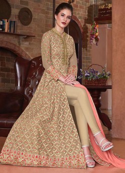 Beige Net Abaya Style Anarkali Blitz 4501 By Vipul Fashions SC/012716